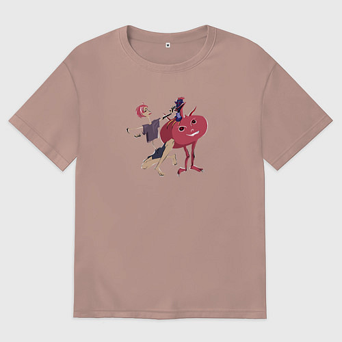 Мужская футболка оверсайз Человек-лицо Art / Пыльно-розовый – фото 1