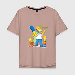 Мужская футболка оверсайз Симпсоны - веселая семейка