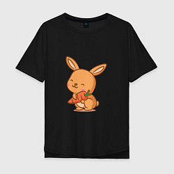 Футболка оверсайз мужская Кролик и морковка, цвет: черный