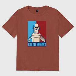 Футболка оверсайз мужская Bender Futurama, цвет: кирпичный