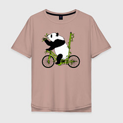 Мужская футболка оверсайз Панда на велосипеде с бамбуком