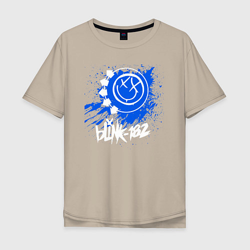 Мужская футболка оверсайз Blink 182 - клякса краски / Миндальный – фото 1