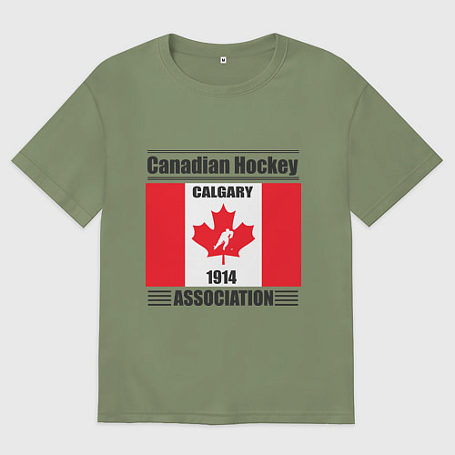 Мужская футболка оверсайз Федерация хоккея Канады / Авокадо – фото 1