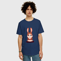 Футболка оверсайз мужская Girl - Bunny, цвет: тёмно-синий — фото 2