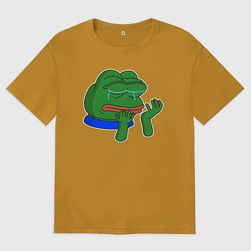 Мужская футболка оверсайз Лягушонок Пепе в слезах / Горчичный – фото 1