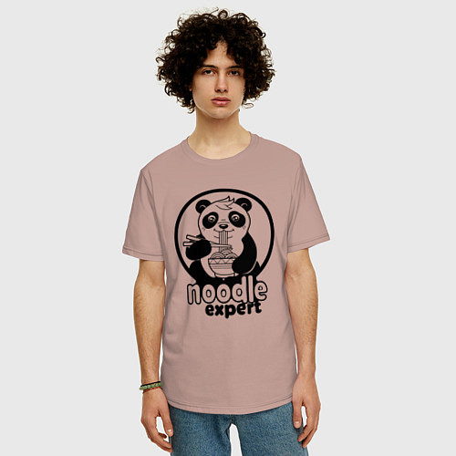 Мужская футболка оверсайз Эксперт по лапше - панда / Пыльно-розовый – фото 3