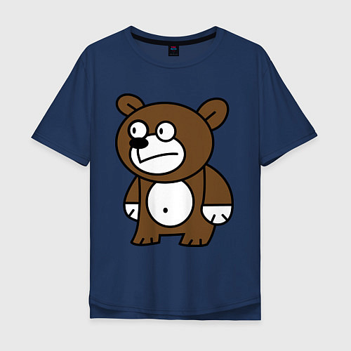 Мужская футболка оверсайз Странный мишка / Тёмно-синий – фото 1