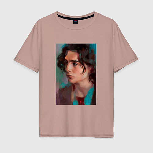 Мужская футболка оверсайз Timothee Chalamet fan art / Пыльно-розовый – фото 1