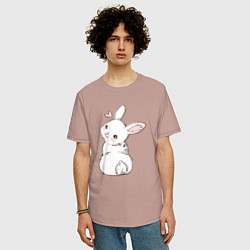 Футболка оверсайз мужская Милая зайка, цвет: пыльно-розовый — фото 2