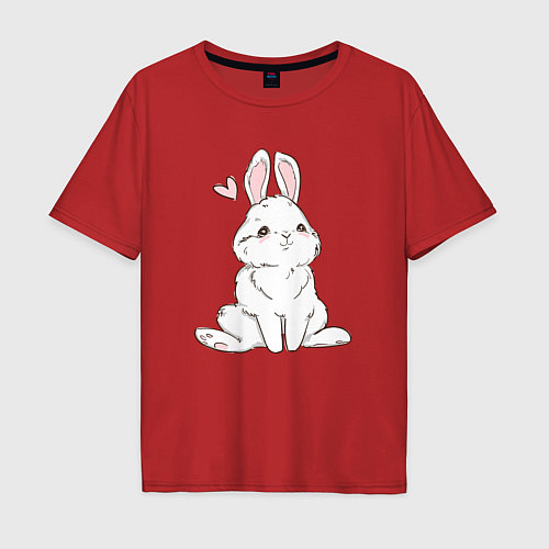 Мужская футболка оверсайз Милый кролик-символ года / Красный – фото 1