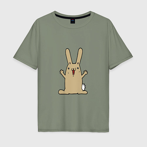 Мужская футболка оверсайз Rabbit - Smile / Авокадо – фото 1