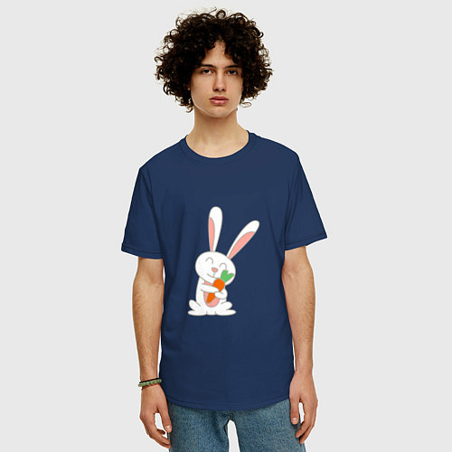 Мужская футболка оверсайз Морковные обнимашки / Тёмно-синий – фото 3
