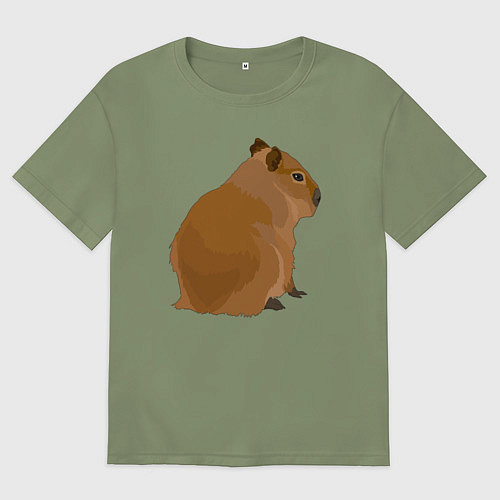 Мужская футболка оверсайз Капибара лениво отдыхает / Авокадо – фото 1