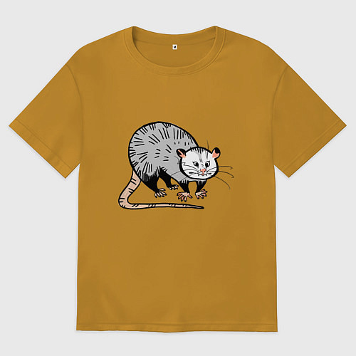 Мужская футболка оверсайз Удивлённый опоссум / Горчичный – фото 1