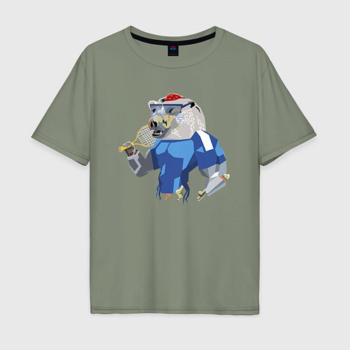 Мужская футболка оверсайз Зомби- мишка - большой теннис - halloween / Авокадо – фото 1