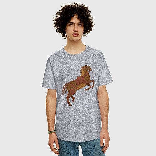 Мужская футболка оверсайз Стимпанк-лошадь / Меланж – фото 3