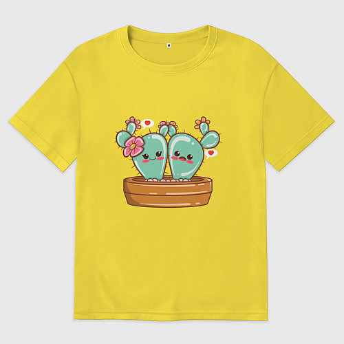 Мужская футболка оверсайз Cactus Love / Желтый – фото 1