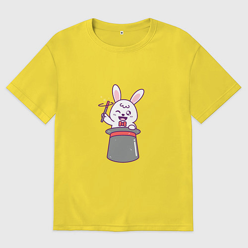 Мужская футболка оверсайз Фокусник - Кролик / Желтый – фото 1