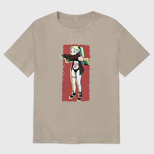 Мужская футболка оверсайз Ребекка Cyberpunk Edgerunner / Миндальный – фото 1