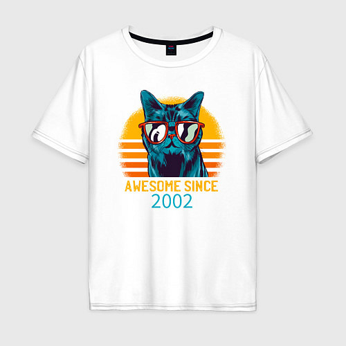Мужская футболка оверсайз Потрясающий котэ 2002 года / Белый – фото 1