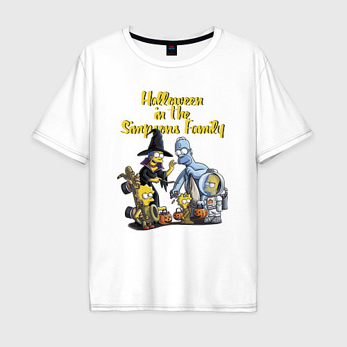 Мужская футболка оверсайз Halloween in the Simpsons Family / Белый – фото 1
