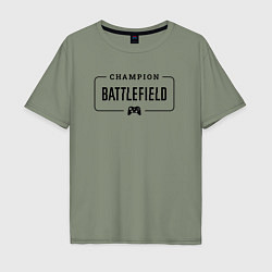 Мужская футболка оверсайз Battlefield gaming champion: рамка с лого и джойст