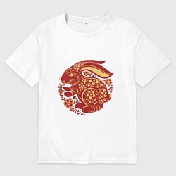 Футболка оверсайз мужская Китайский кролик, цвет: белый