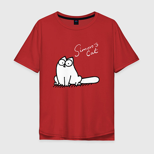 Мужская футболка оверсайз Saimons Cat / Красный – фото 1