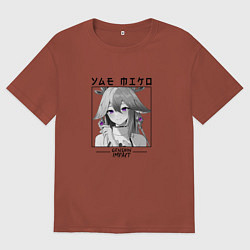 Футболка оверсайз мужская Яэ Мико жрица, цвет: кирпичный