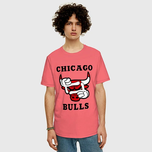 Мужская футболка оверсайз Chicago Bulls SWAG / Коралловый – фото 3
