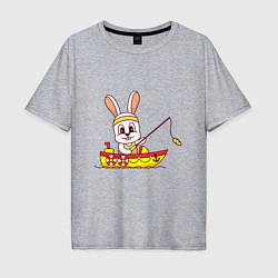 Мужская футболка оверсайз Кролик рыбак