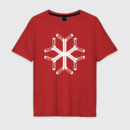 Мужская футболка оверсайз Снежинка из клюшек / Красный – фото 1
