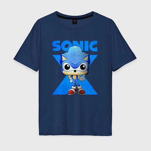 Мужская футболка оверсайз Funko pop Sonic / Тёмно-синий – фото 1