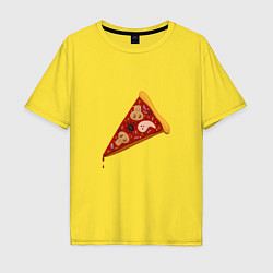 Футболка оверсайз мужская Пицца на хэллоуин, цвет: желтый