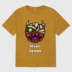 Футболка оверсайз мужская Geometry Dash hard demon, цвет: горчичный