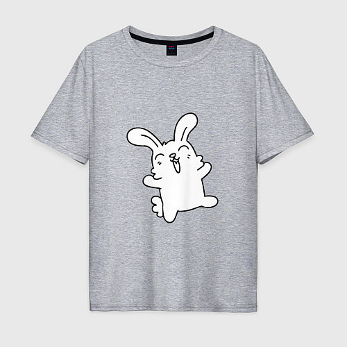 Мужская футболка оверсайз Happy Bunny / Меланж – фото 1