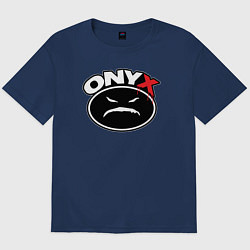 Футболка оверсайз мужская Onyx - black logo, цвет: тёмно-синий