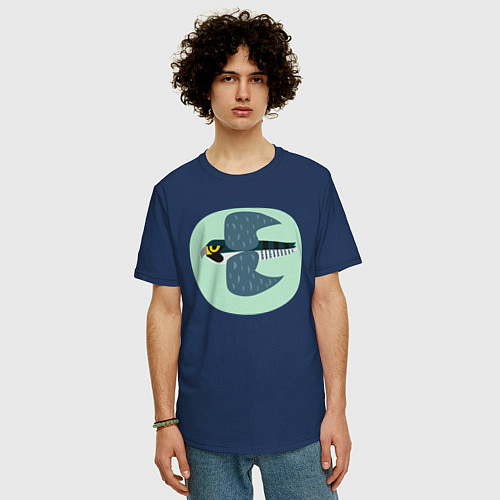 Мужская футболка оверсайз Сокол / Тёмно-синий – фото 3