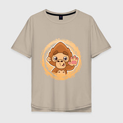 Мужская футболка оверсайз Забавная обезьянка машет рукой