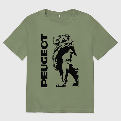 Мужская футболка оверсайз Peugeot лев / Авокадо – фото 1