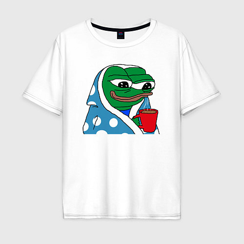 Мужская футболка оверсайз Frog Pepe мем / Белый – фото 1