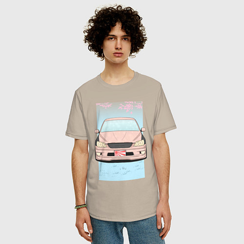 Мужская футболка оверсайз Toyota Altezza stance alternative / Миндальный – фото 3