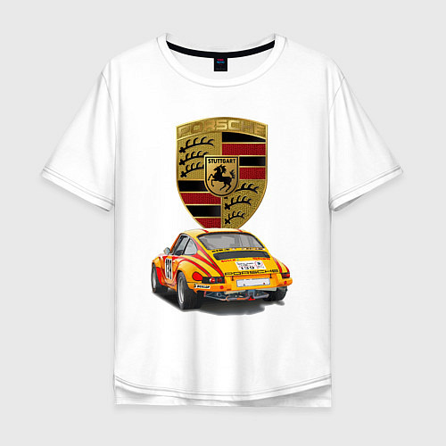 Мужская футболка оверсайз Porsche - Motorsport - racing team / Белый – фото 1