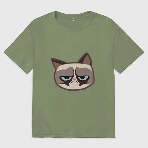 Мужская футболка оверсайз Мем недовольный кот / Авокадо – фото 1