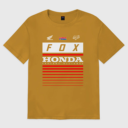 Мужская футболка оверсайз Honda racing / Горчичный – фото 1