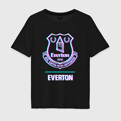 Мужская футболка оверсайз Everton FC в стиле glitch / Черный – фото 1