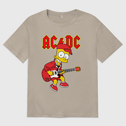 Мужская футболка оверсайз AC DC Барт Симпсон