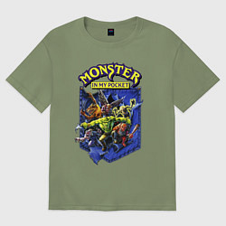 Футболка оверсайз мужская Monster in my pocket, цвет: авокадо