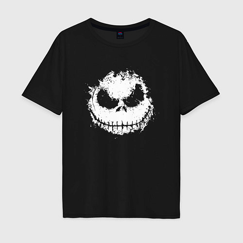 Мужская футболка оверсайз Jack Skellington face / Черный – фото 1