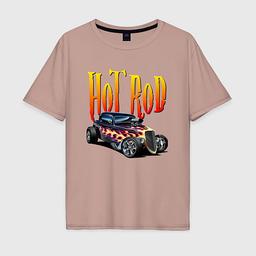 Мужская футболка оверсайз Hot Rod - Power / Пыльно-розовый – фото 1